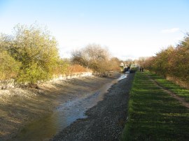 De-watered section of the canal