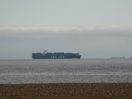 Container Ship approaching Portsmouth