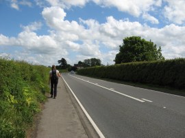 Sara heading along the A4074