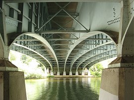 Underneath the M4 road bridge