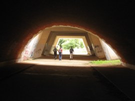 Heading under the A30 road bridge