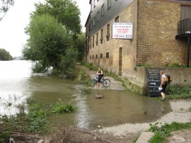 Flooded section of path