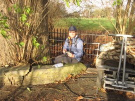 Sara finds a Geocache