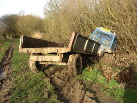 Tractor in a ditch