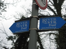 Sign post for the River Ver Trail